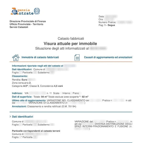 Visura catastale per immobile