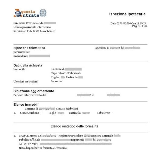 Visura ipotecaria per immobile